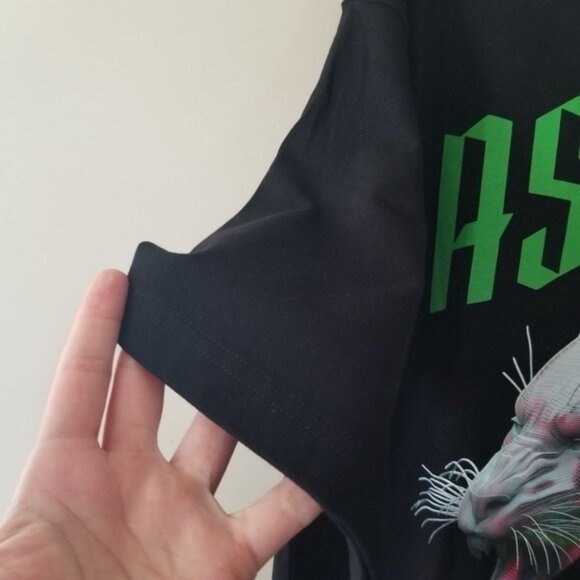 NWT Ashluxe Graphic Paradise Neon Panther T -Shirt on Black Cotton Size XXS - Picture 3 of 11